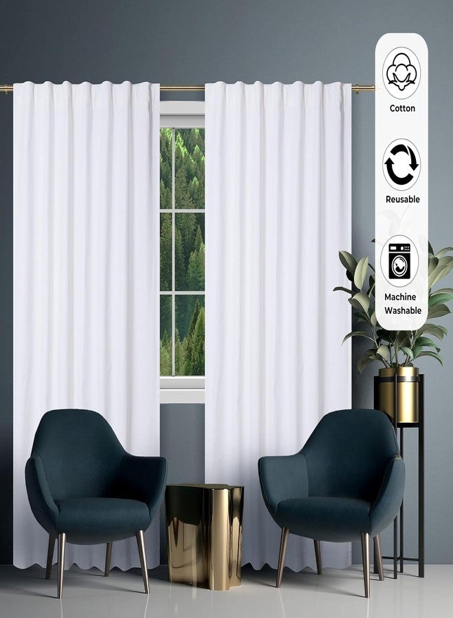 Bedding Craft White Cotton Curtains,108 inch Inch Tab Top Cotton Curtain Set - 50x108 Drapes for Living Room, Bedroom, Dining Room - Set of 2, Elegant White Panels - Image 4
